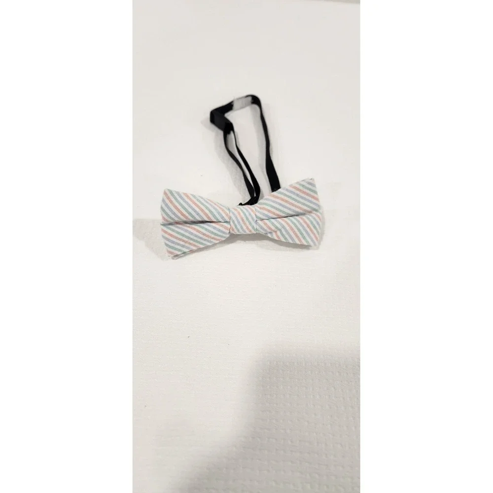 Stylish Boy‎ Bow Tie Blue/Peach/White/Green Stripes Adjustable Easter/Wedding